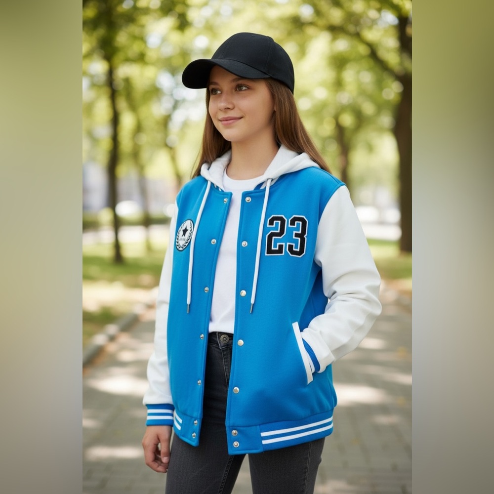 New Look Kids Blue and White Varsity Jacket